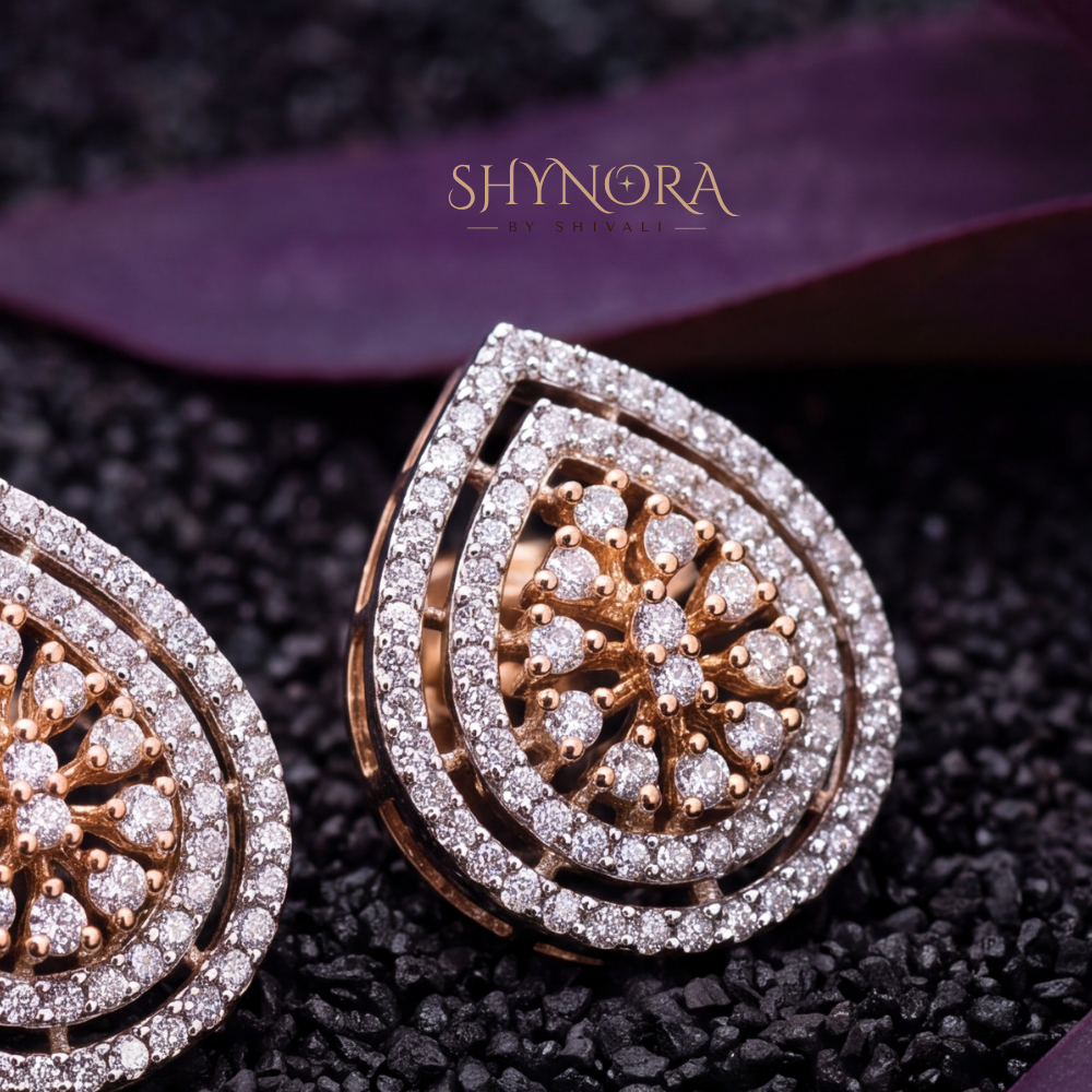 Teardrop Halo Stud Earrings – Shynora By Shivali