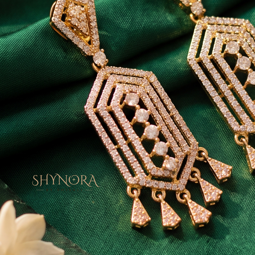 Tapered Geometric Charm Drop Earrings – Shynora By Shivali