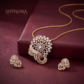 Ribbon Swirl Cluster AD Pendant Set – Shynora By Shivali