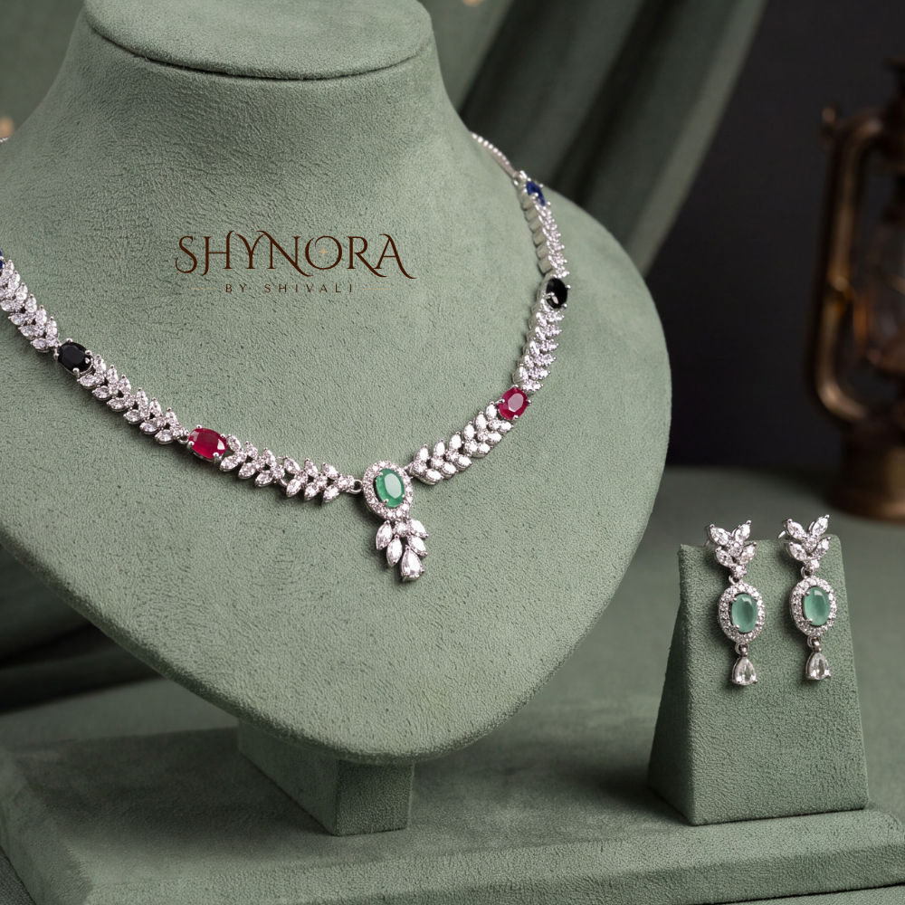 Sapphire Pear Pendant Necklace Set – Shynora By Shivali