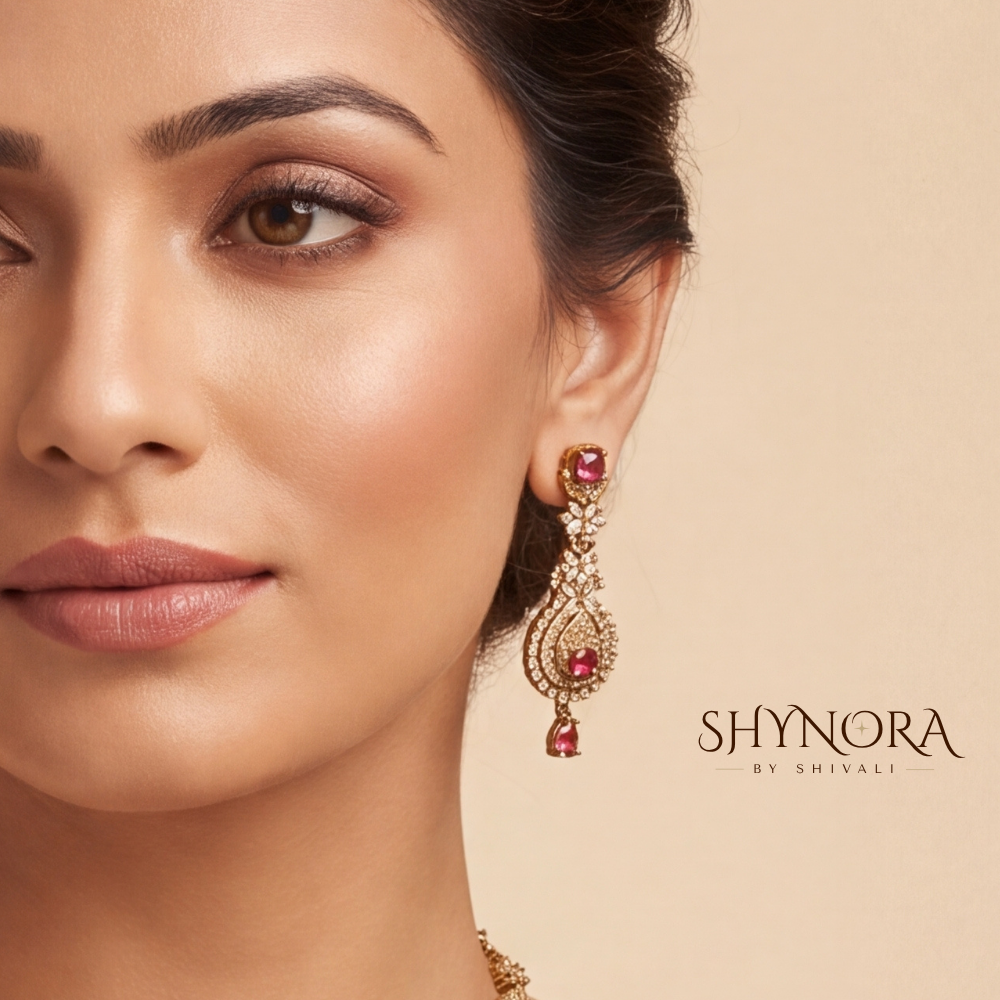 Ruby Domed Cluster Necklace Set – Shynora By Shivali