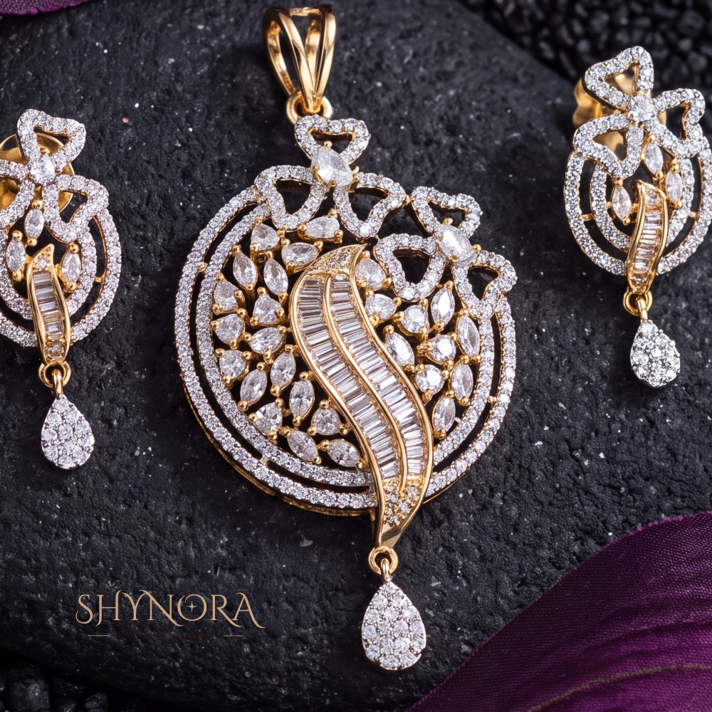 Heart Lattice Floral AD Pendant Set – Shynora By Shivali
