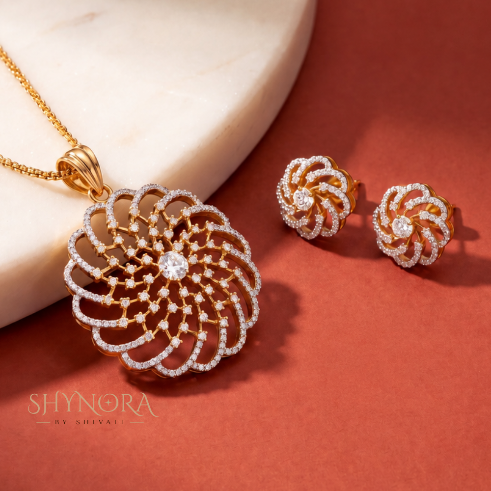 Pinwheel Spiral Pendant Set – Shynora By Shivali