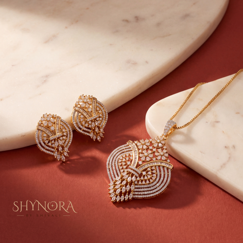 Baguette Starburst AD Pendant Set – Shynora By Shivali