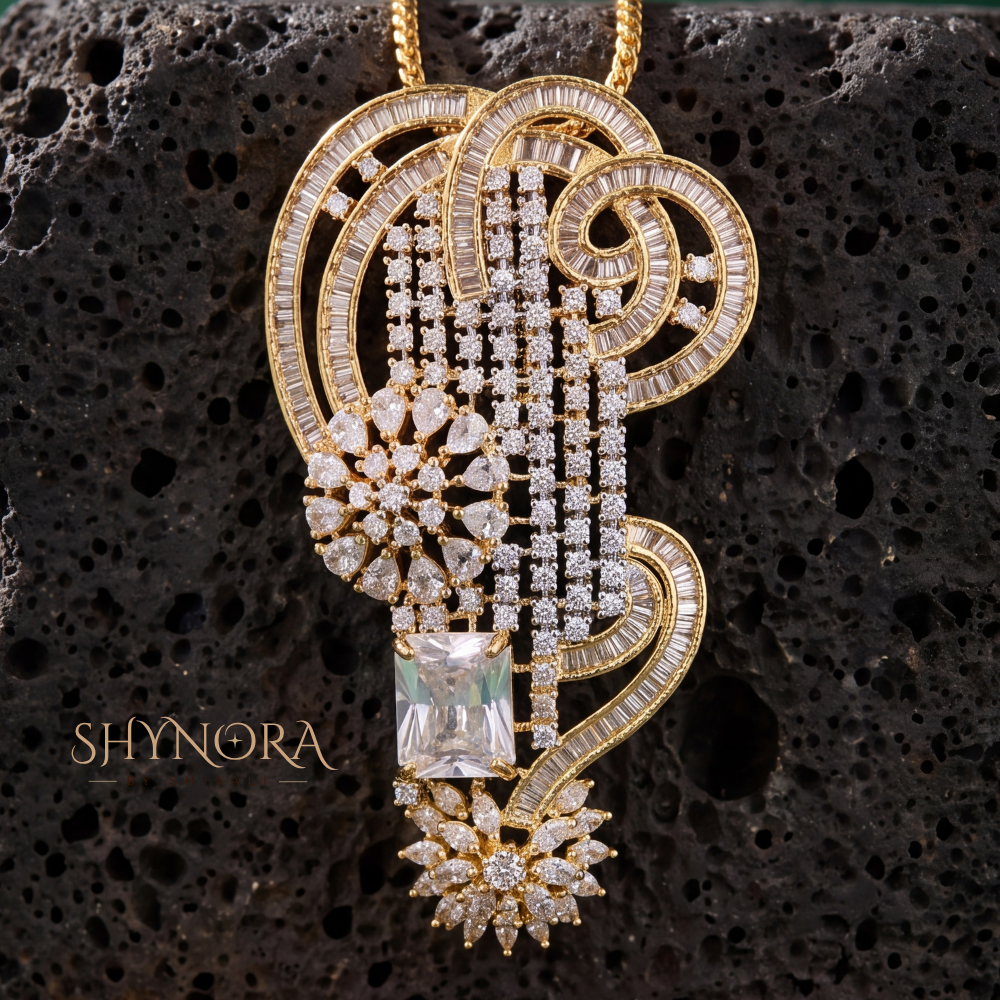 Ornate Swirl Cluster Pendant Set – Shynora By Shivali