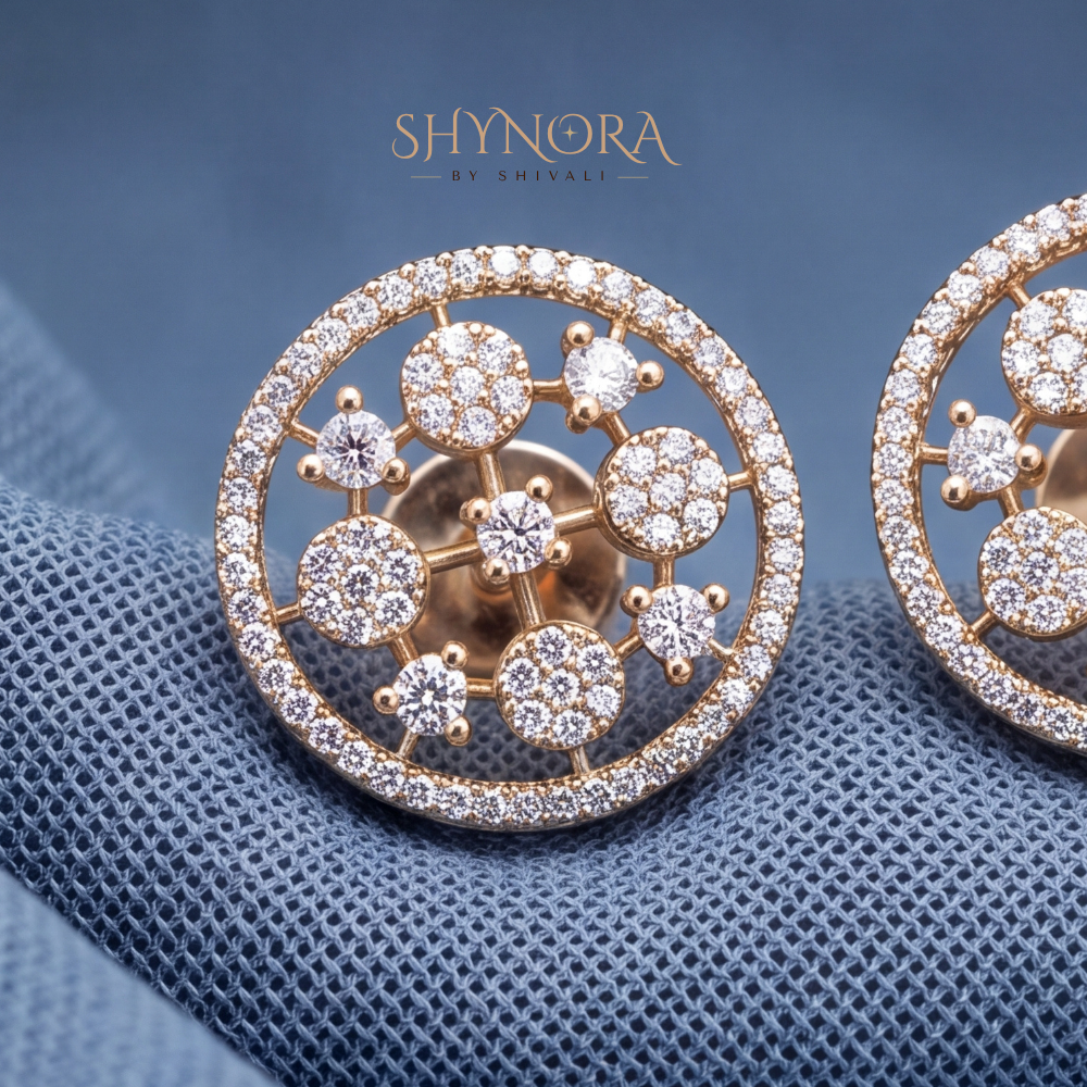 Floral Sunburst Cluster Stud Earrings – Shynora By Shivali