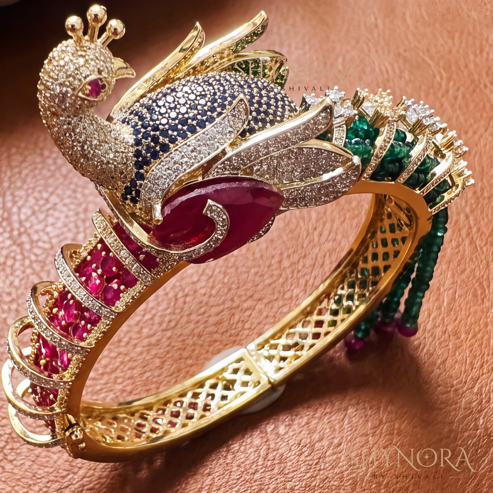 Peacock Enamel Meenakari Kada – Shynora By Shivali