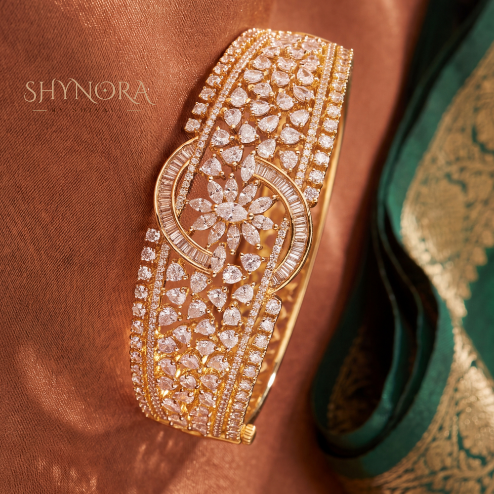 Floral Baguette Wide Kada – Shynora By Shivali