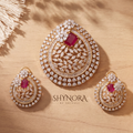 Ruby Teardrop Halo AD Pendant Set – Shynora By Shivali