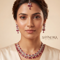 Ruby Cluster Pear Pendant Necklace Set – Shynora By Shivali
