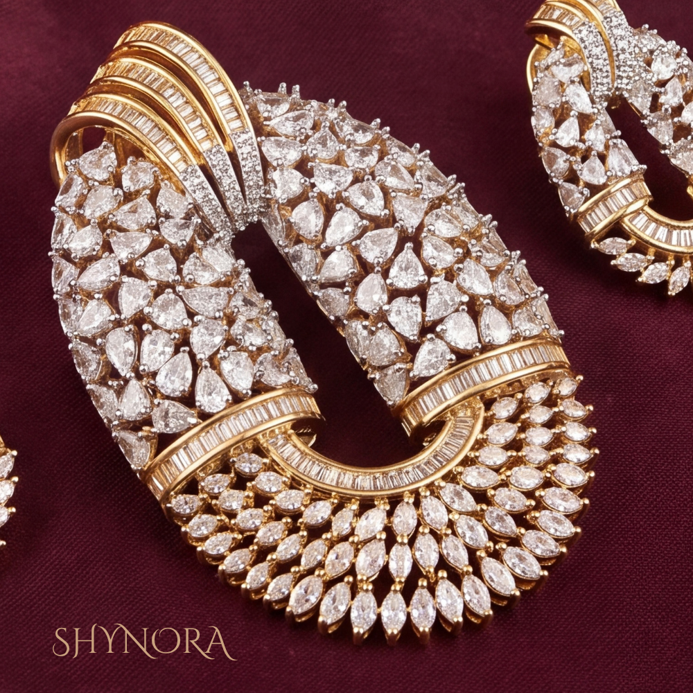 Diamond Fan Scallop Pendant Set – Shynora By Shivali