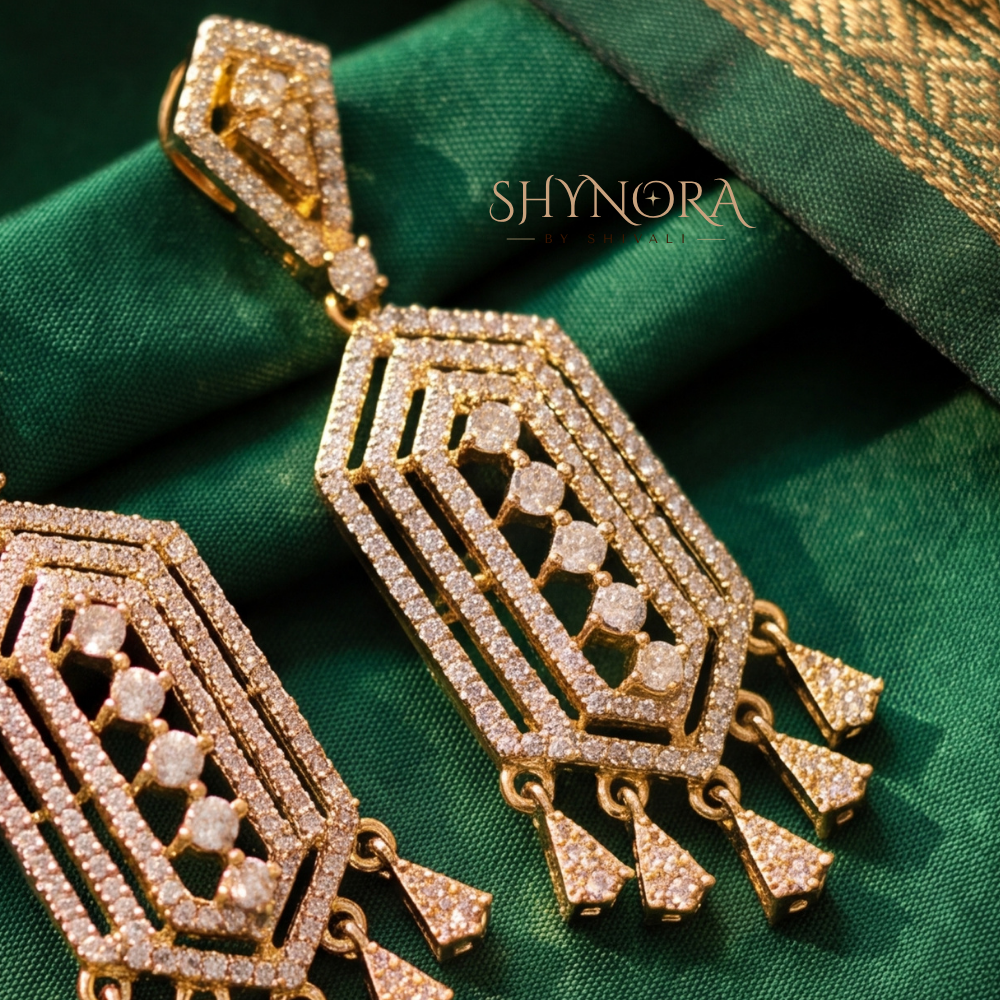 Tapered Geometric Charm Drop Earrings – Shynora By Shivali
