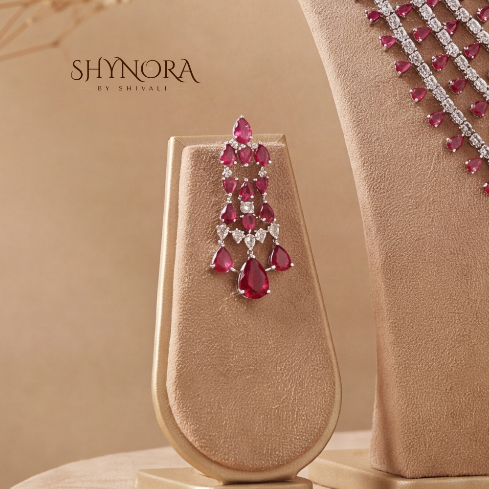Six Strand Ruby Fringe Necklace Set – Shynora By Shivali