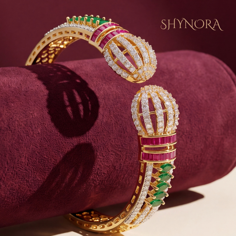Multicolor Gemstone Studded Gold Kada – Shynora By Shivali