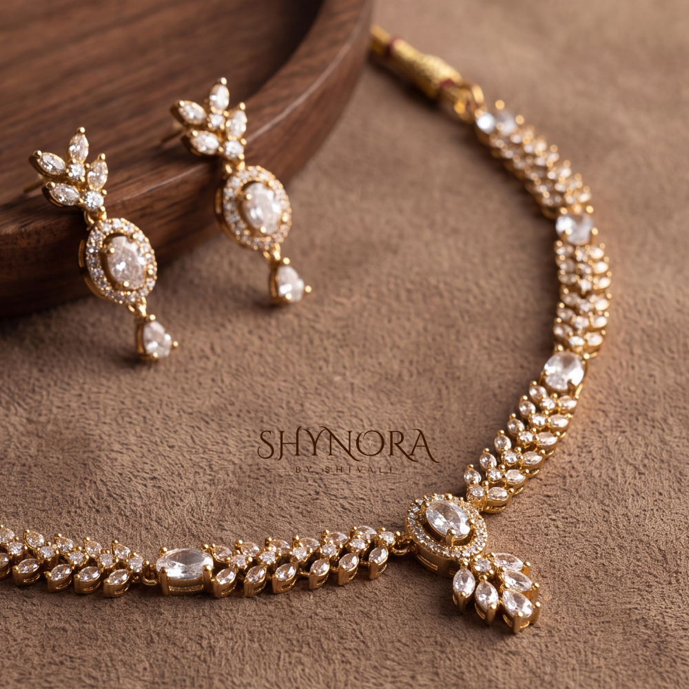 Leaf Vine Solitaire Pendant Necklace Set – Shynora By Shivali