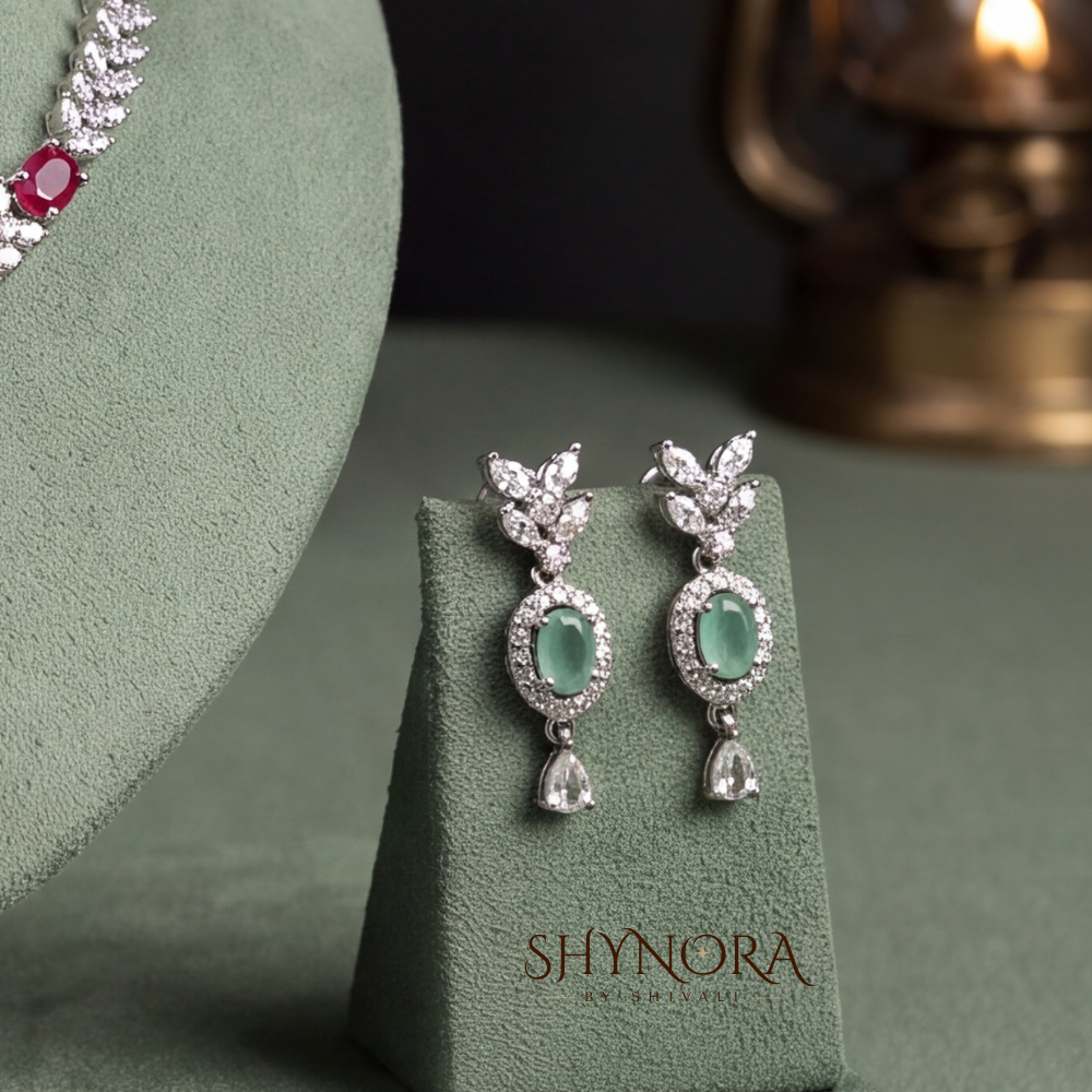 Sapphire Pear Pendant Necklace Set – Shynora By Shivali