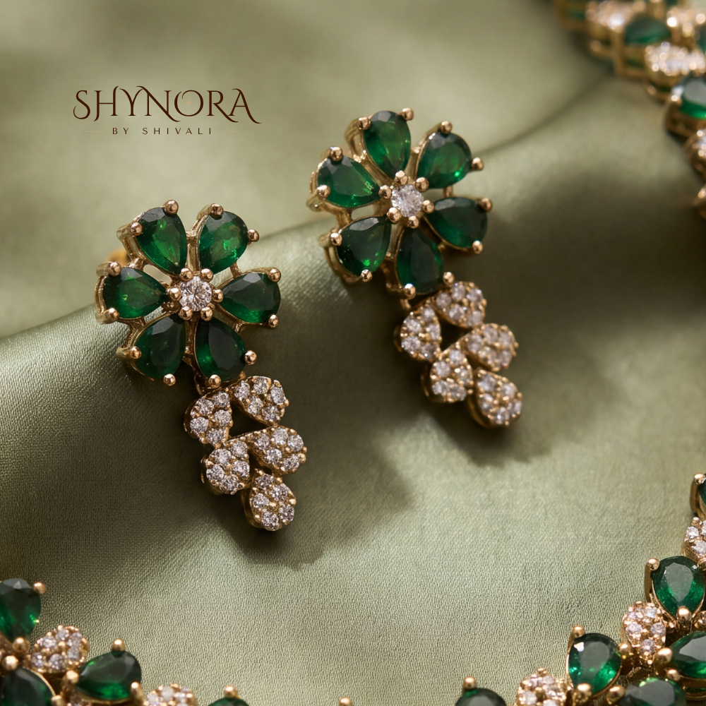 Emerald Floral Necklace Set – Shynora By Shivali