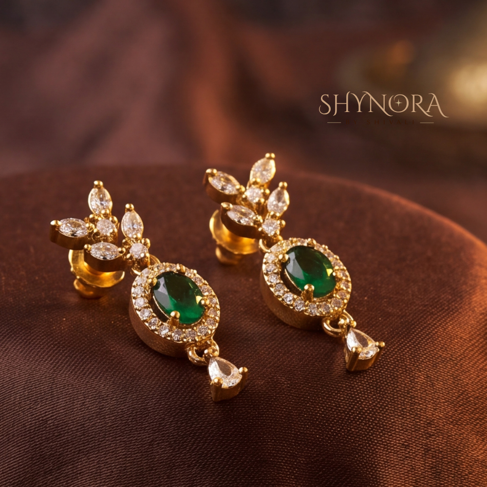 Emerald Leaf Pattern Necklace Set – Shynora By Shivali