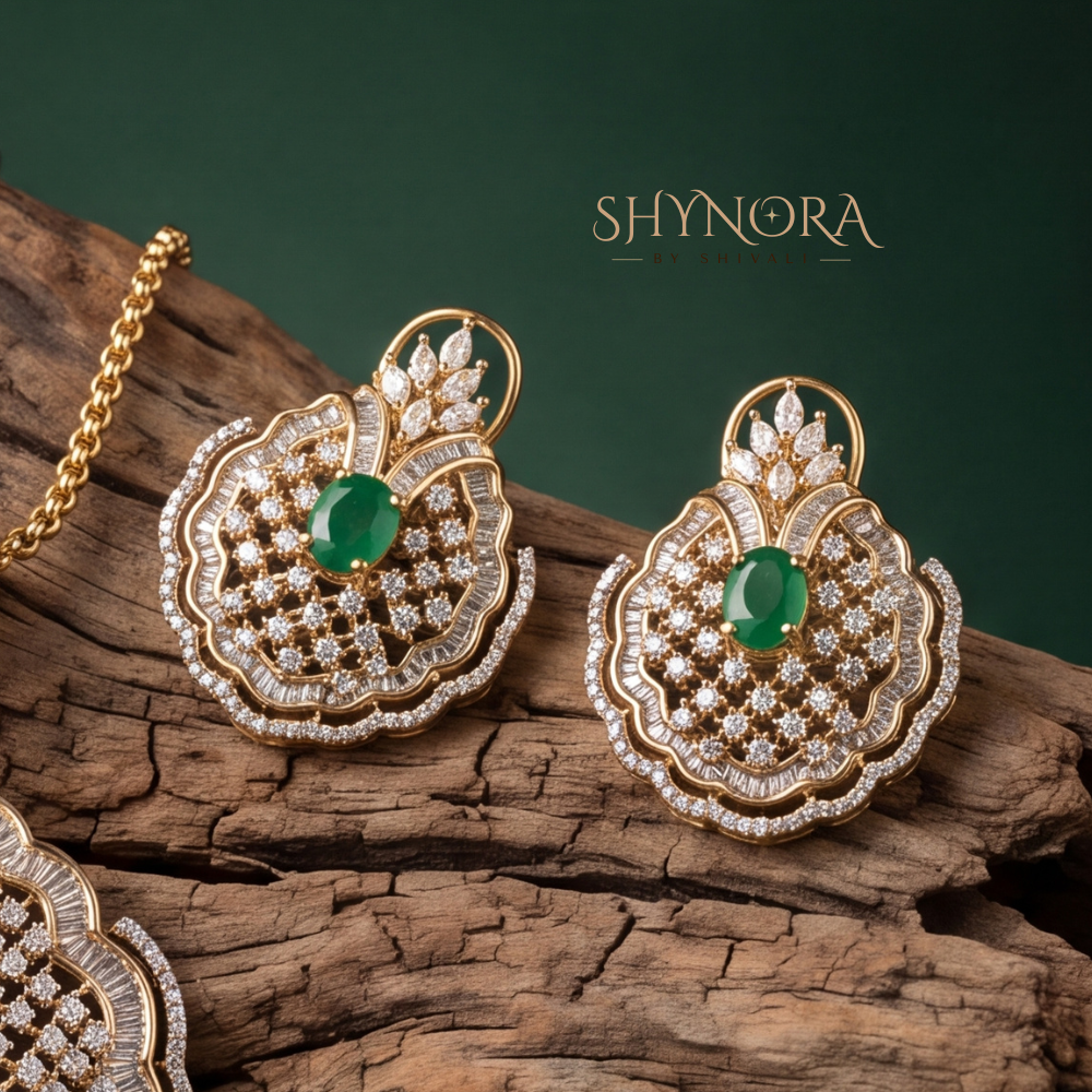 Emerald Vine Drop Pendant Set – Shynora By Shivali