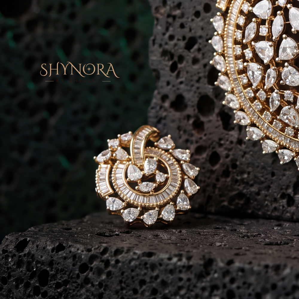 Round Paisley Drop AD Pendant Set – Shynora By Shivali