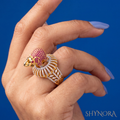 Ruby Ganesha Motif Adjustable Ring – Shynora By Shivali