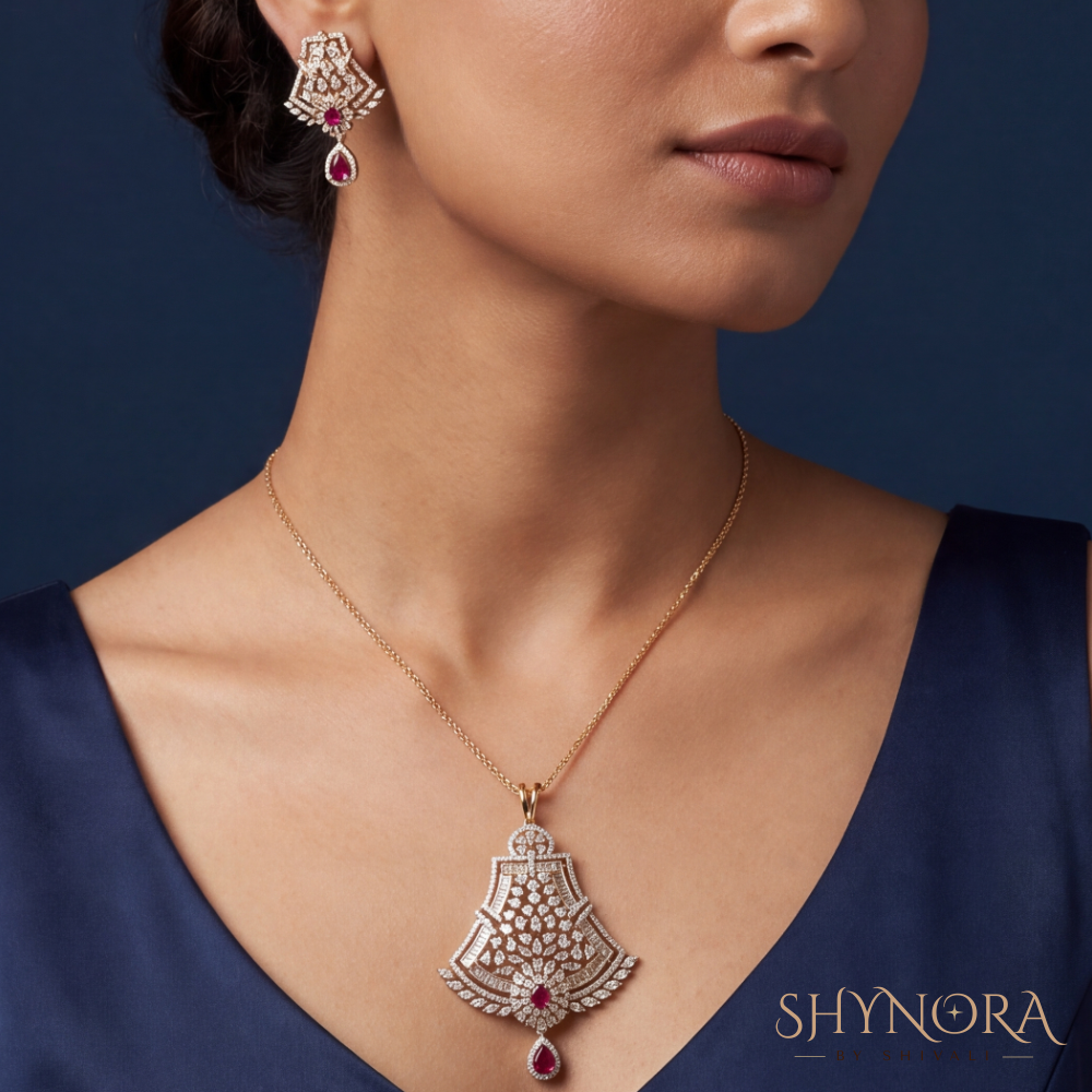 Ruby Chandelier Fringe Pendant Set – Shynora By Shivali