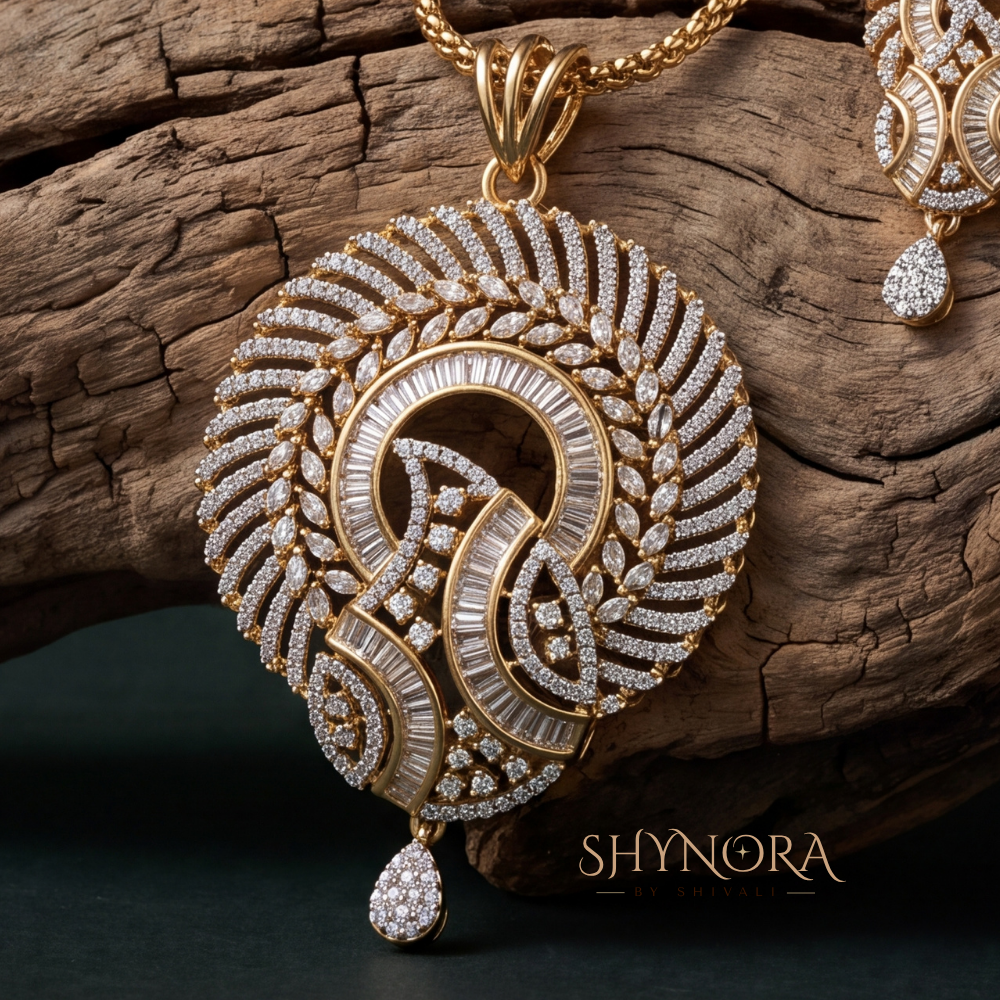Looped Wave AD Pendant Set – Shynora By Shivali