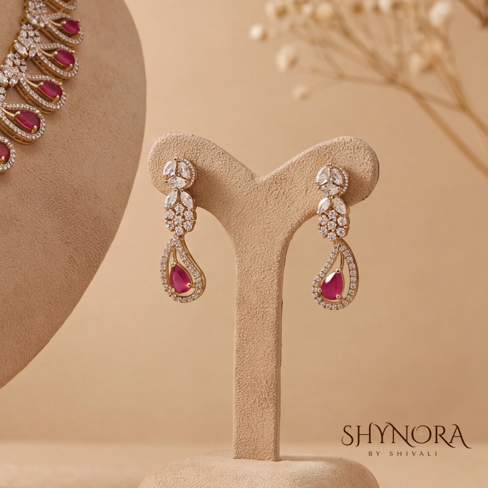Ruby Leaf Cluster Necklace Set – Shynora By Shivali