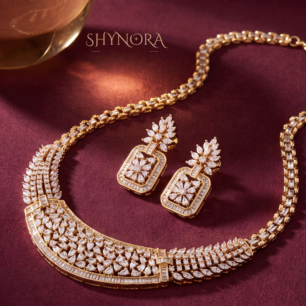 Box Chain Fan Pendant Necklace Set – Shynora By Shivali