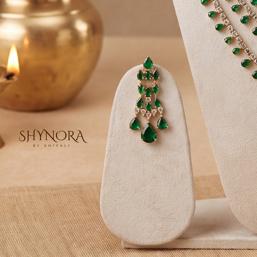 Seven Strand Emerald Cascade Necklace Set – Shynora By Shivali