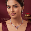 Ruby Oval Cluster Pendant Necklace Set – Shynora By Shivali