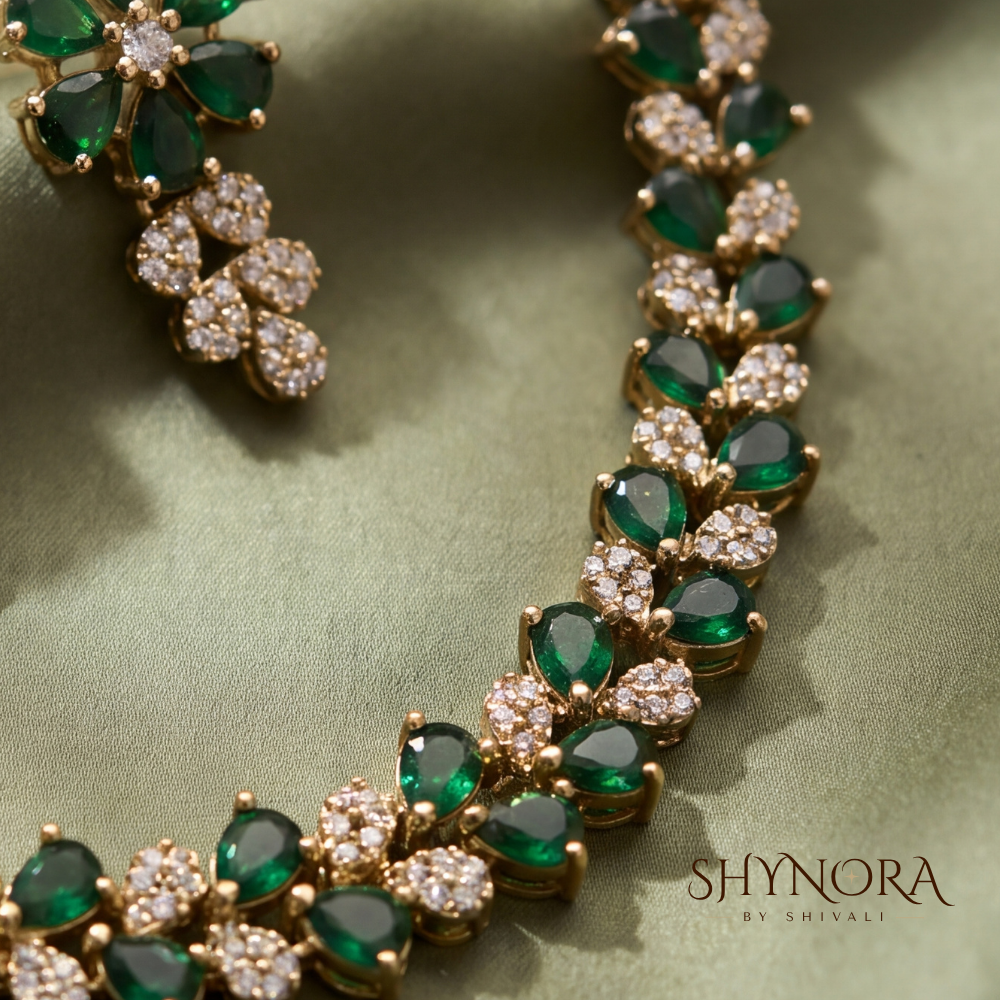 Emerald Floral Necklace Set – Shynora By Shivali