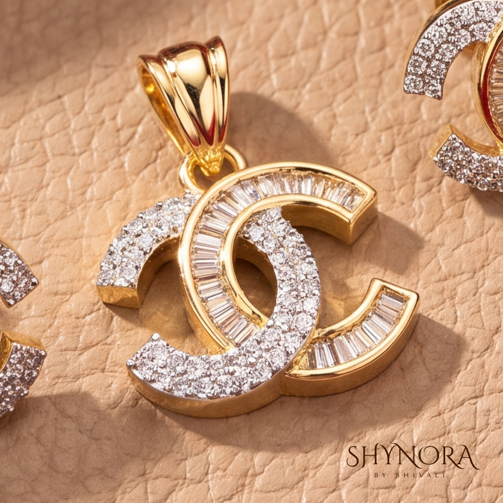 Diamond Interlocking Crescent Pendant Set – Shynora By Shivali