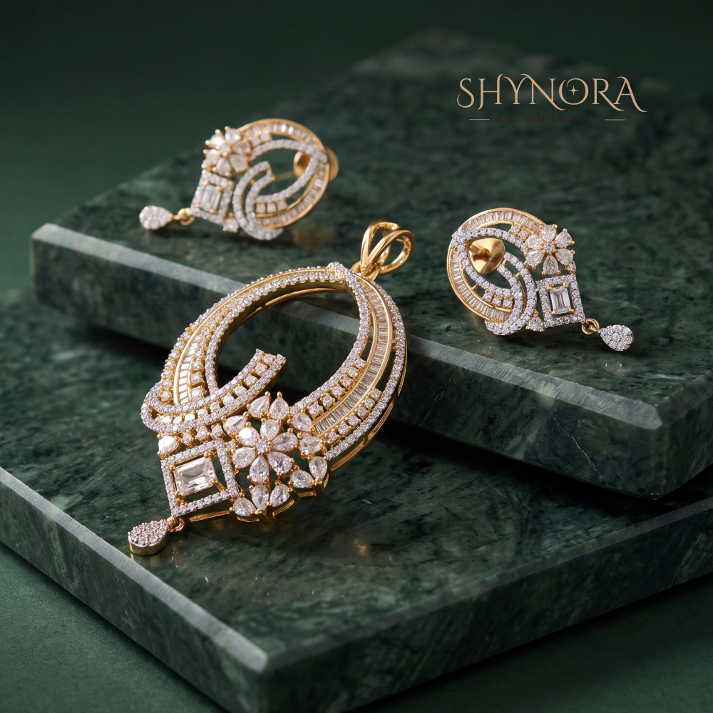 Regal Swirl Loop AD Pendant Set – Shynora By Shivali