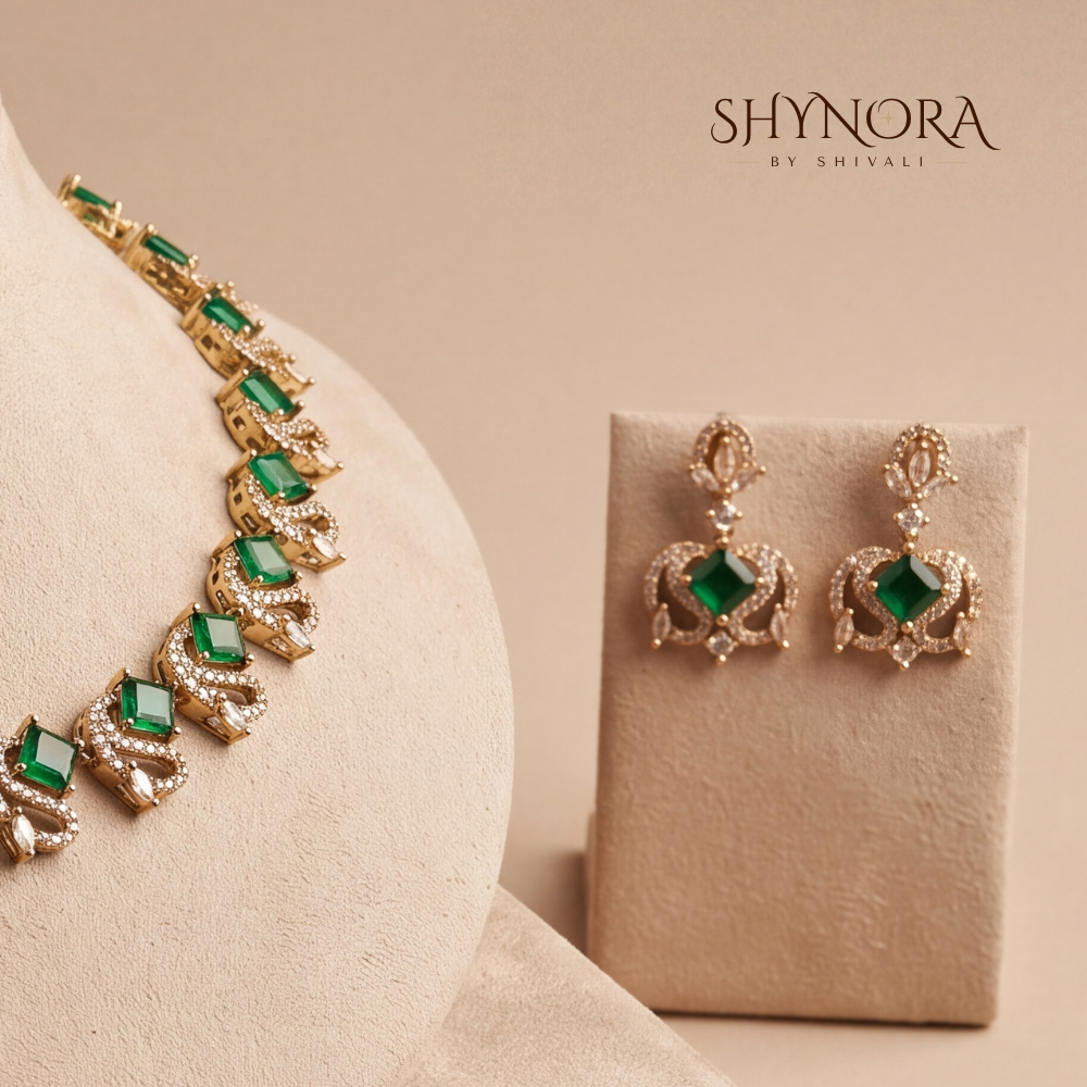 Emerald Kite Link Necklace Set – Shynora By Shivali