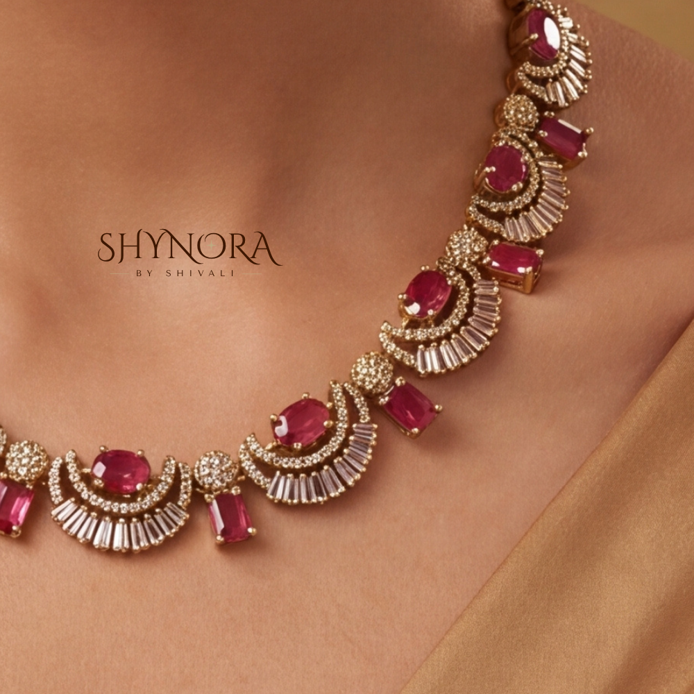 Ruby Fan Cluster Necklace Set – Shynora By Shivali