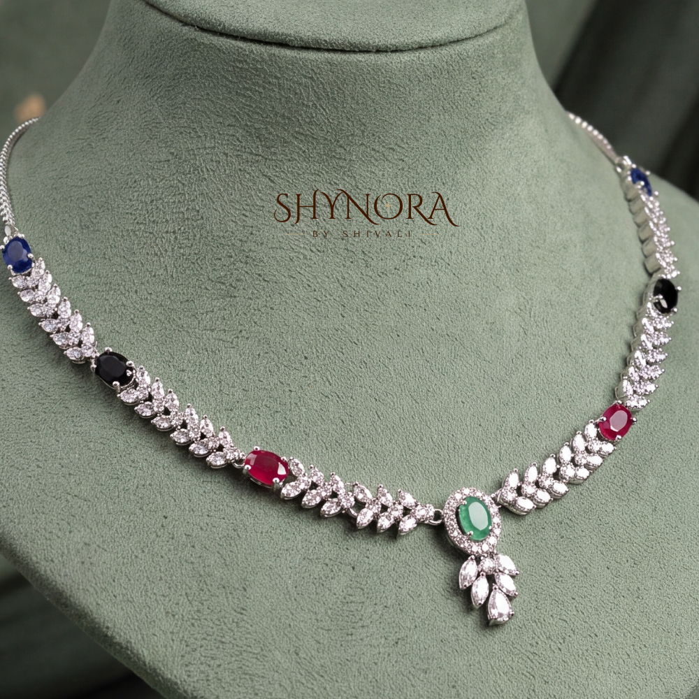 Sapphire Pear Pendant Necklace Set – Shynora By Shivali