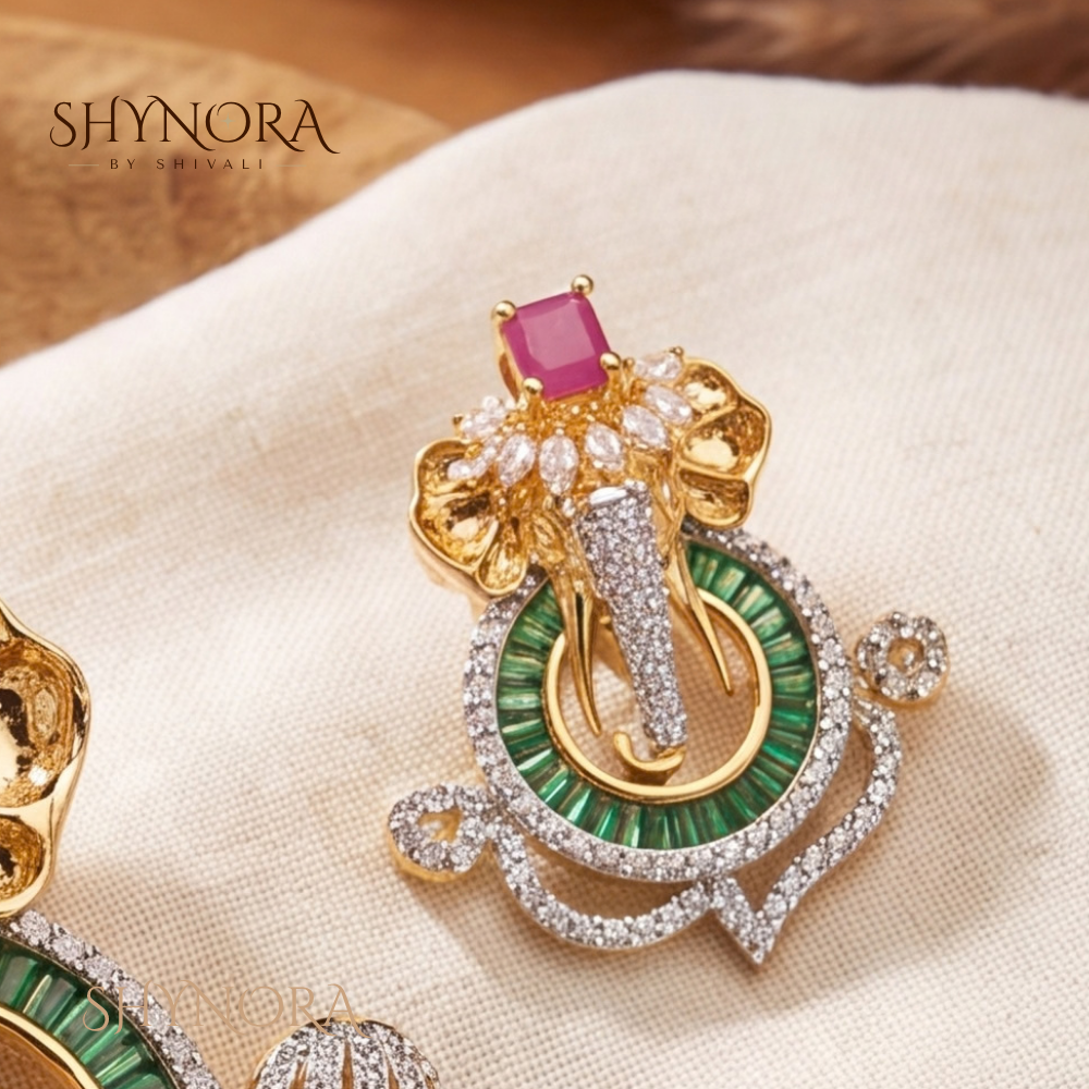 Multicolor Gemstone Ganesha Motif Pendant Set – Shynora By Shivali