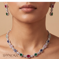Multicolor Leaf Oval Pear Pendant Necklace Set – Shynora By Shivali