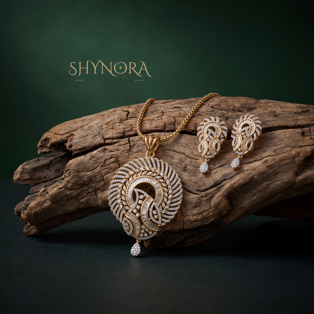 Looped Wave AD Pendant Set – Shynora By Shivali