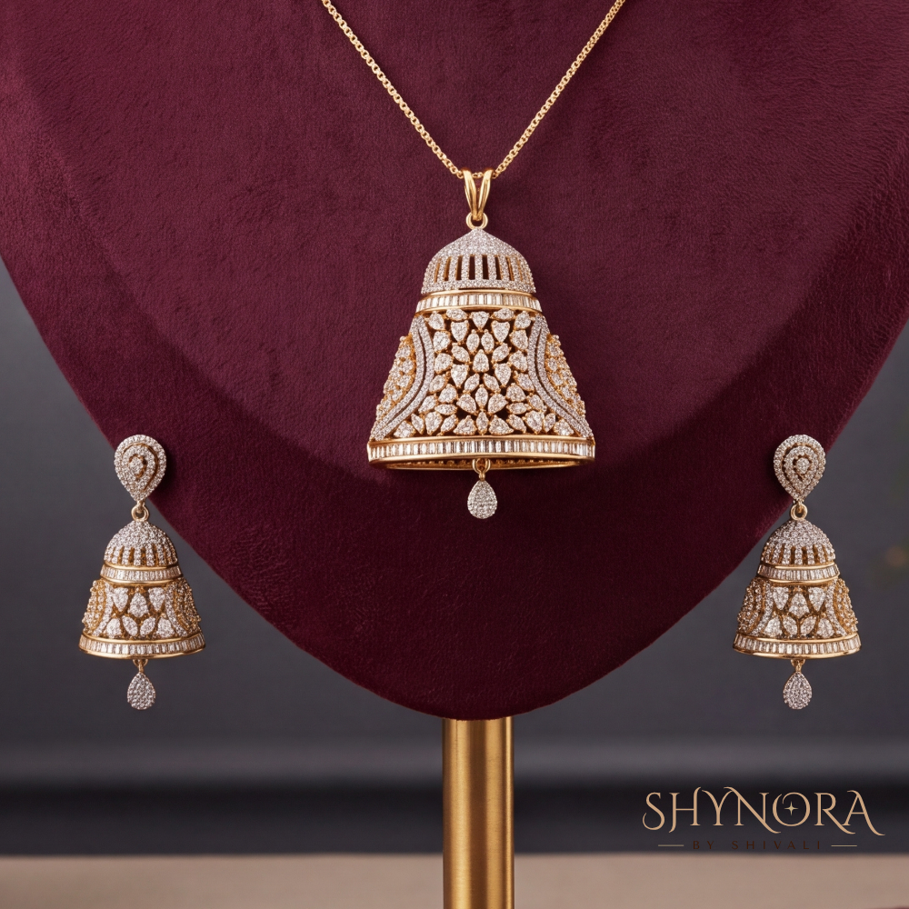 Tapered Cone AD Pendant Set – Shynora By Shivali