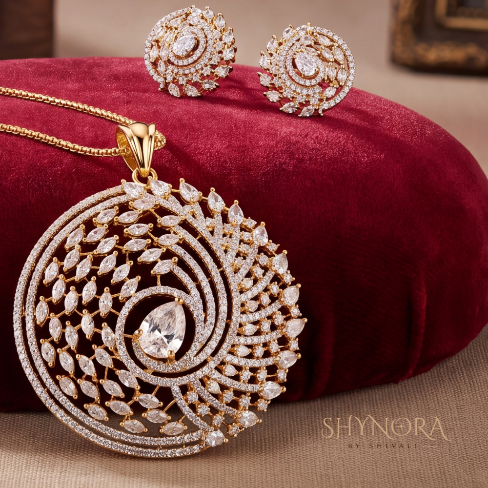 Swirl Drop AD Pendant Set – Shynora By Shivali