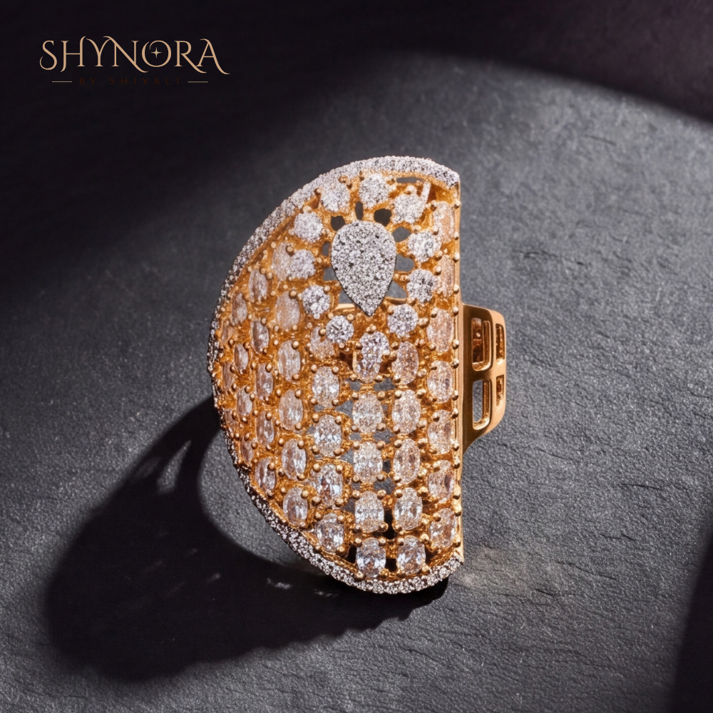 Wide Pave Dome Cocktail Ring – Shynora By Shivali