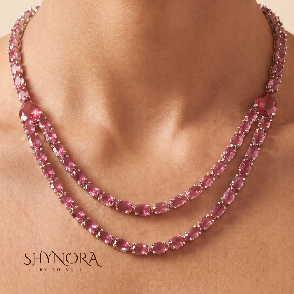 Pink Double Strand Necklace Set – Shynora By Shivali