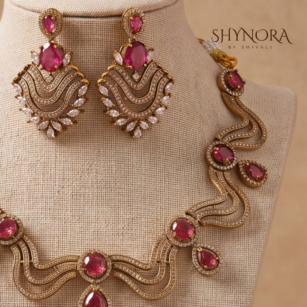 Ruby Wave Link Necklace Set – Shynora By Shivali