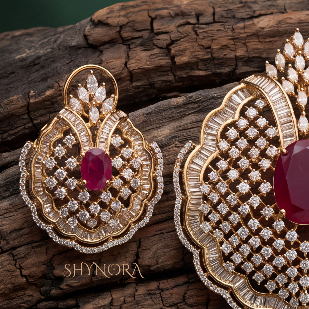 Ruby Baguette Cluster Pendant Set – Shynora By Shivali
