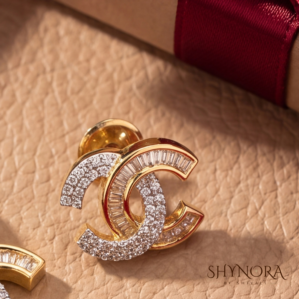Diamond Interlocking Crescent Pendant Set – Shynora By Shivali