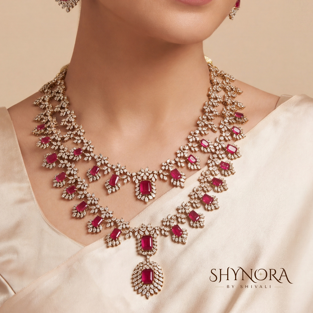 Ruby Three Layer Beaded Necklace Set – Shynora By Shivali