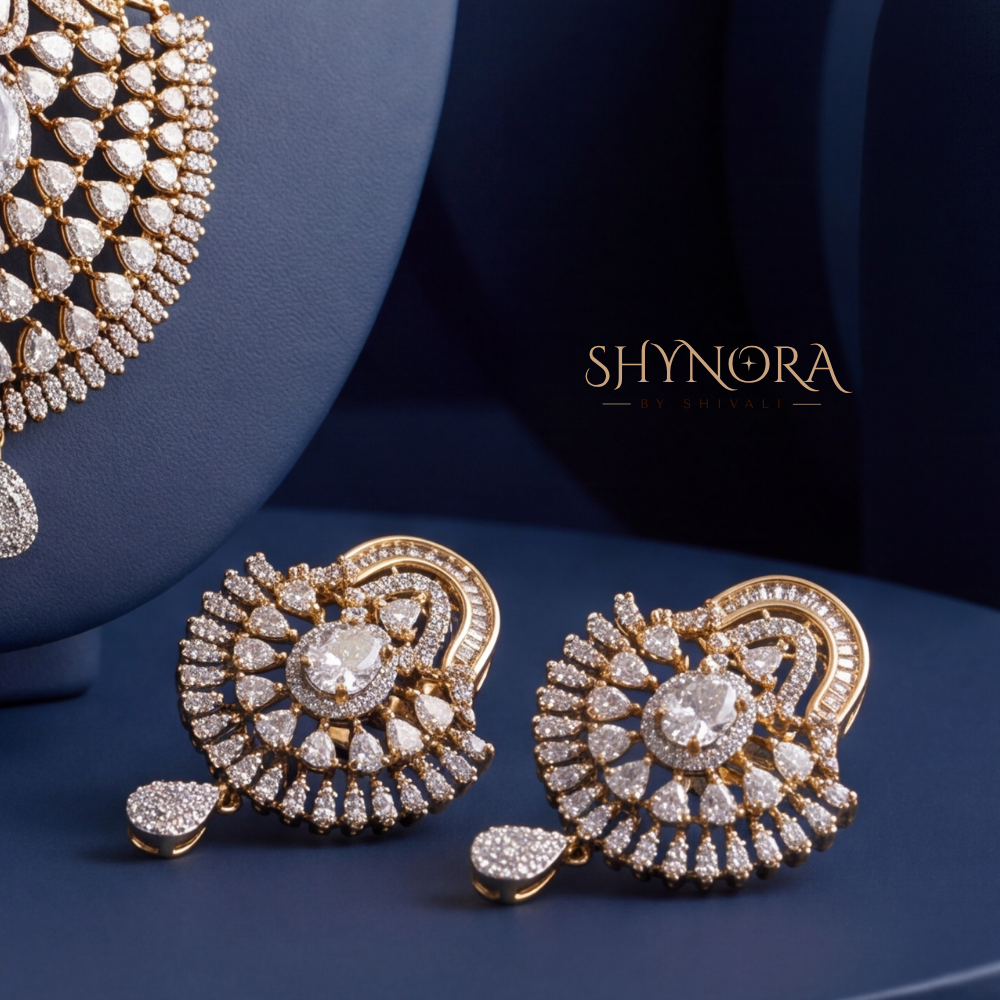 Ornate Shield Paisley AD Pendant Set – Shynora By Shivali