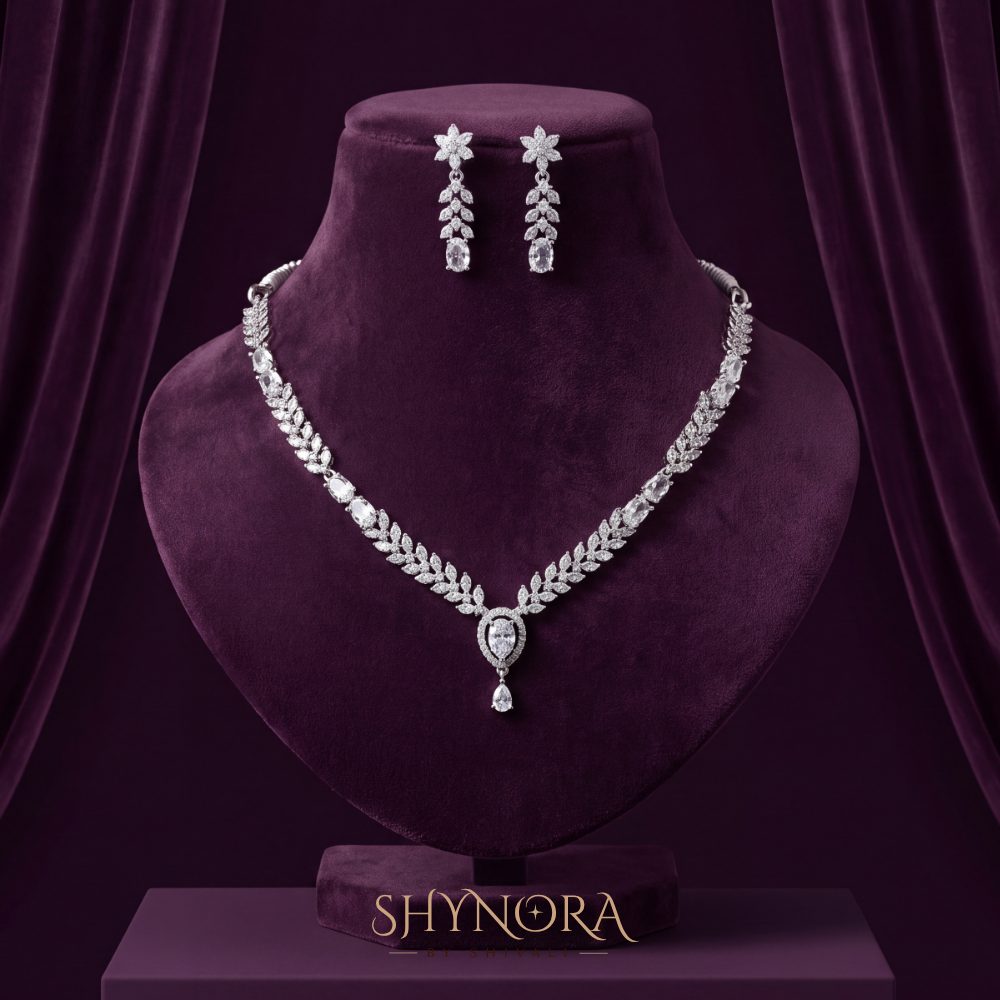 Leaf Vine Pear Drop Necklace Set – Shynora By Shivali